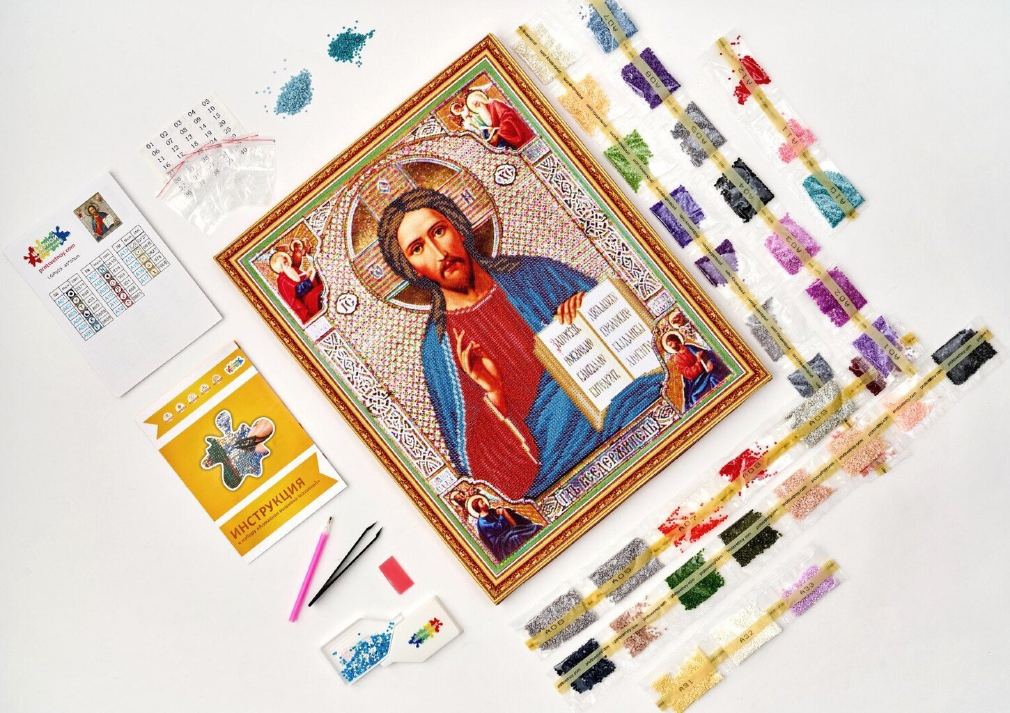 Teemantmaalid TM Värvikas - LGP025e Icon of Jesus Christ 40x50 cm цена и информация | Teemantmaalid, teemanttikandid | kaup24.ee