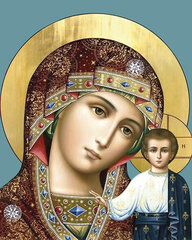 Алмазная мозаика 40x50 cm.  "Mother of God of Kazan" цена и информация | Алмазная мозаика | kaup24.ee