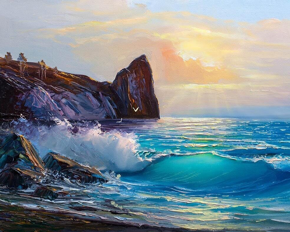 Maalimine numbrite järgi - maalimise komplekt 40 x 50 cm, "Coastal Landscape" hind ja info | Maalid numbri järgi | kaup24.ee