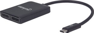 Adapteri jaotur Manhattan USB-C kuni 2X DisplayPort MST 4K HUB цена и информация | Адаптеры и USB-hub | kaup24.ee