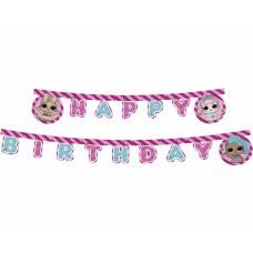 Kaunistusriba LOL Glitterati "Happy Birthday", 210 cm 90863 hind ja info | Peokaunistused | kaup24.ee