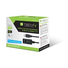 Удлинитель USB-кабеля Techly, активный USB 2.0 AA M/F 5м, чёрный цена и информация | Кабели и провода | kaup24.ee