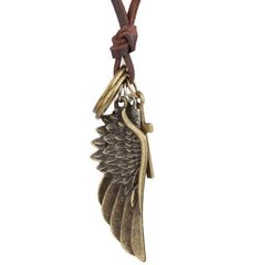 Ожерелье с подвеской в виде крыла и кожаным ремешком, отделка золотом цена и информация | Украшения на шею | kaup24.ee