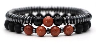 Черный браслет с камнями красновато-коричневого цвета цена и информация | Женские браслеты | kaup24.ee