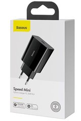 Baseus CCFS-SN01 Speed Mini Charger USB-C 20W Black (Damaged Package) цена и информация | Зарядные устройства для телефонов | kaup24.ee