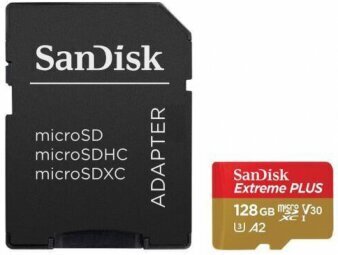 SanDisk Extreme Plus 128GB microSDXC + SD Adapter цена и информация | Fotoaparaatide mälukaardid | kaup24.ee