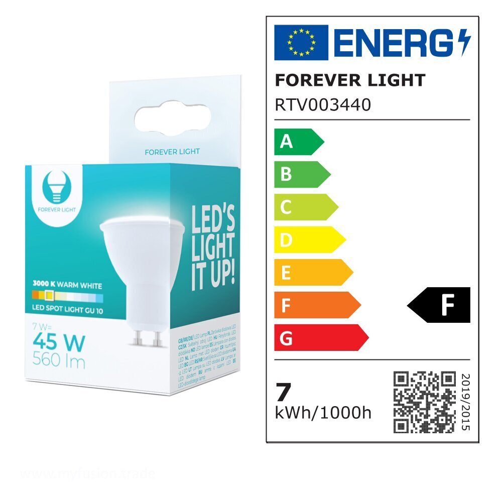 Forever Light LED pirn GU10 7W 230V 3000K 560lm hind ja info | Lambipirnid, lambid | kaup24.ee