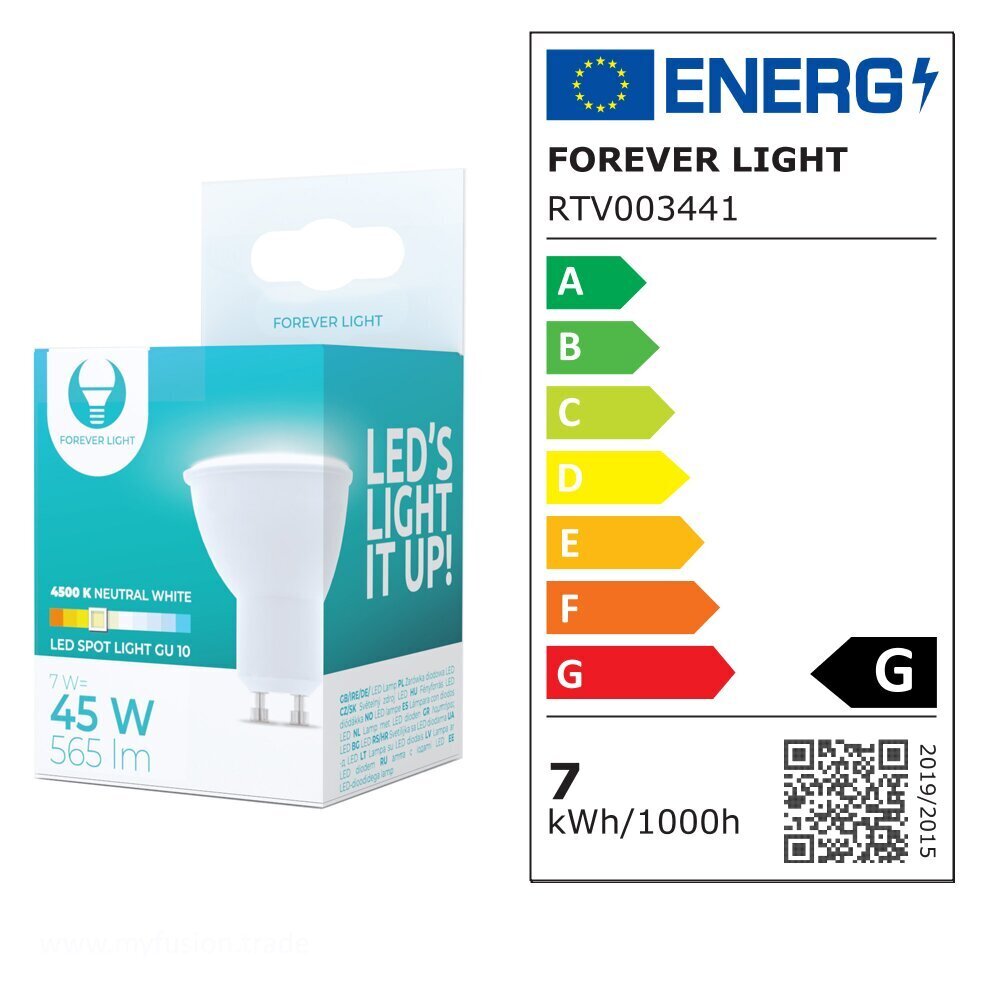 Forever Light LED pirn GU10 7W 230V 4500K 565lm цена и информация | Lambipirnid, lambid | kaup24.ee