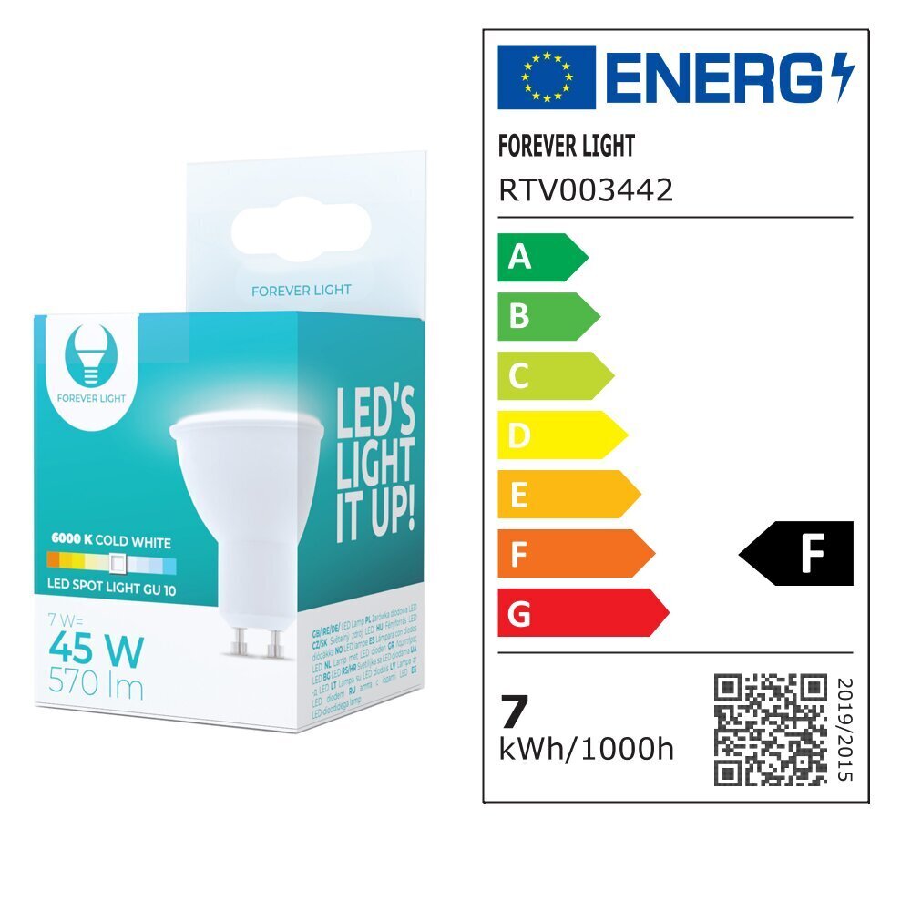 Forever Light LED pirn GU10 7W 230V 6000K 570lm цена и информация | Lambipirnid, lambid | kaup24.ee