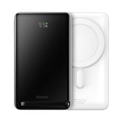 Baseus Magnetic Bracket Wireless Fast Charge Power Bank 10000mAh 20W  White  (With Baseus Xiaobai series fast charging Cable Type-C to Type-C 60W(20V/3A) 50cm  White) Overseas Edition цена и информация | Зарядные устройства Power bank | kaup24.ee