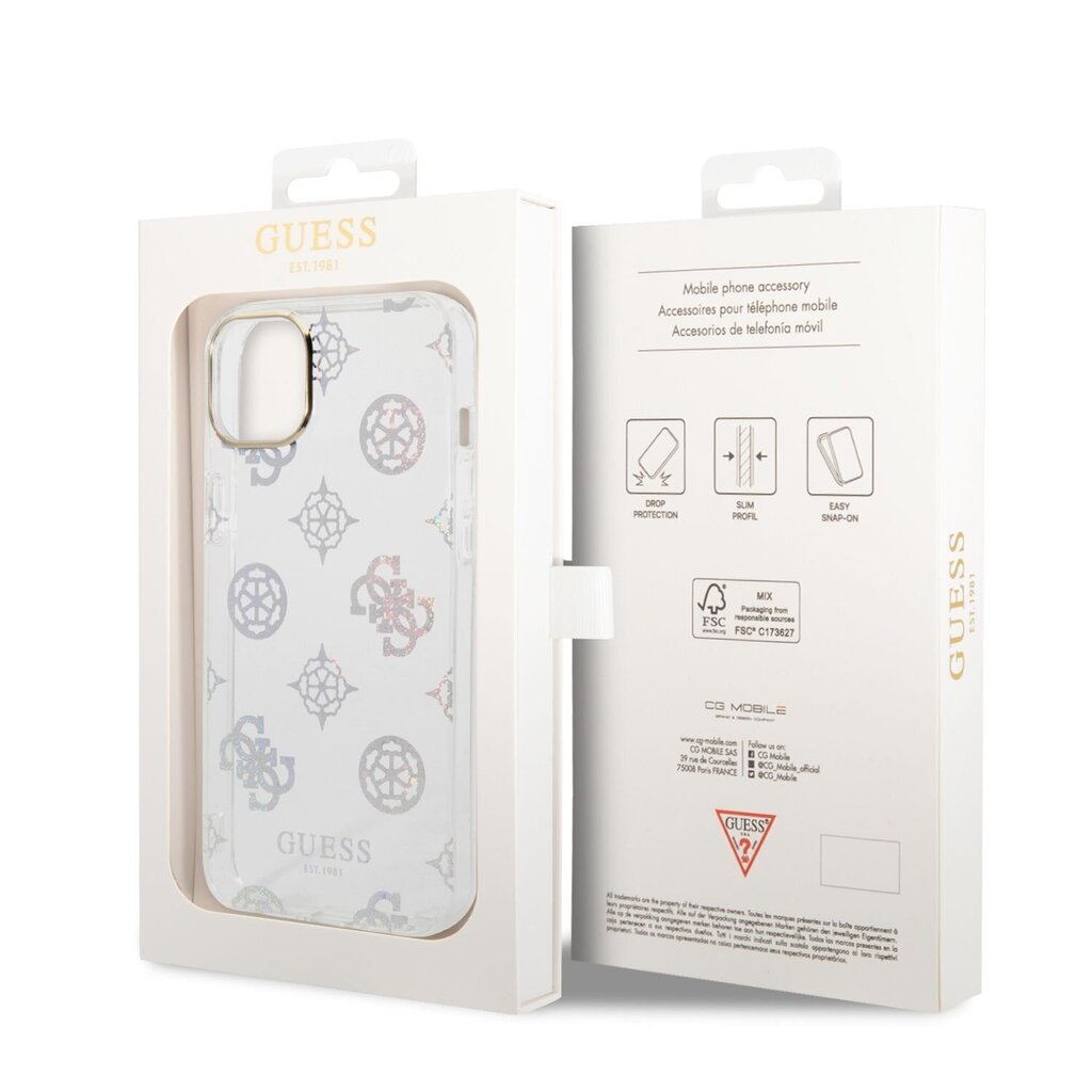 Guess PC/TPU Peony Glitter Case for iPhone 14 Plus White цена и информация | Telefoni kaaned, ümbrised | kaup24.ee