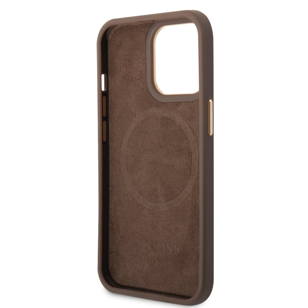 Guess PU 4G MagSafe Compatible Case for iPhone 14 Pro Brown цена и информация | Telefoni kaaned, ümbrised | kaup24.ee