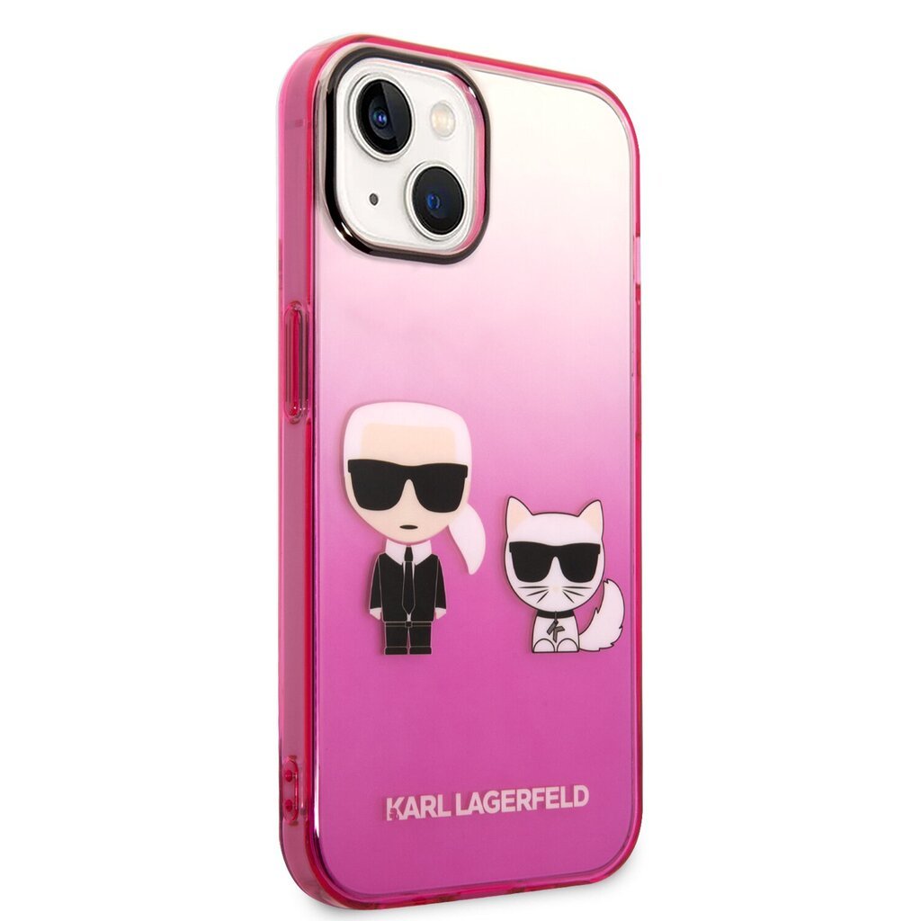 Karl Lagerfeld Gradient Karl and Choupette Case for iPhone 14 Pink цена и информация | Telefoni kaaned, ümbrised | kaup24.ee