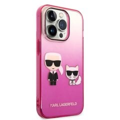 Karl Lagerfeld Gradient Karl and Choupette Case for iPhone 14 Pro Pink hind ja info | Telefoni kaaned, ümbrised | kaup24.ee