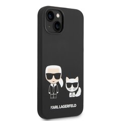 Karl Lagerfeld and Choupette Liquid Silicone Case for iPhone 14 Black цена и информация | Чехлы для телефонов | kaup24.ee