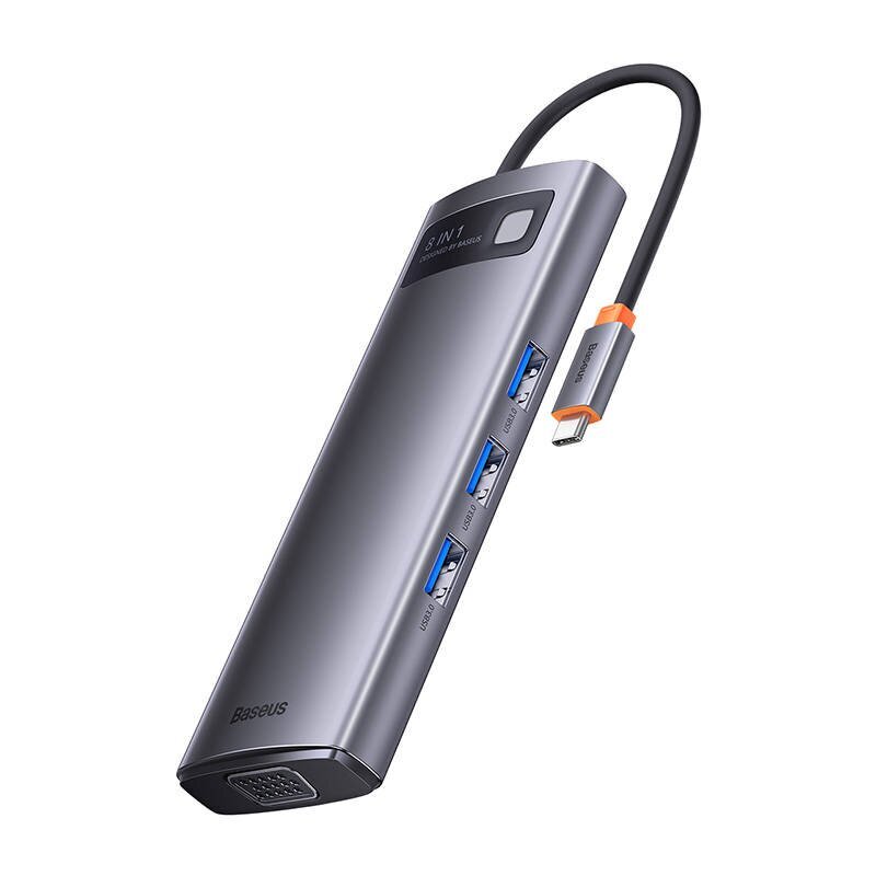 Hub USB-C 8in1 Baseus Metal Gleam Series hind ja info | USB jagajad, adapterid | kaup24.ee