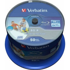 Verbatim BD-R 6x 25GB 50P CB DataLife prinditav 43812 hind ja info | Vinüülplaadid, CD, DVD | kaup24.ee