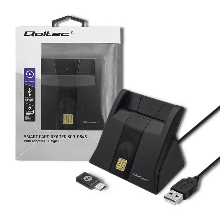 Qoltec Kiipkaardi skanner USB2.0 Plug & play hind ja info | Nutiseadmed ja aksessuaarid | kaup24.ee