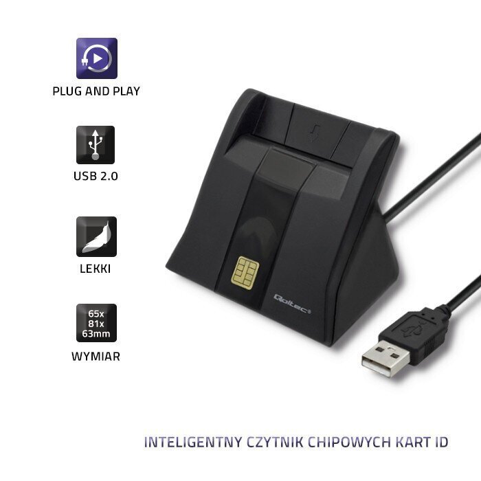 Qoltec Kiipkaardi skanner USB2.0 Plug & play цена и информация | Nutiseadmed ja aksessuaarid | kaup24.ee