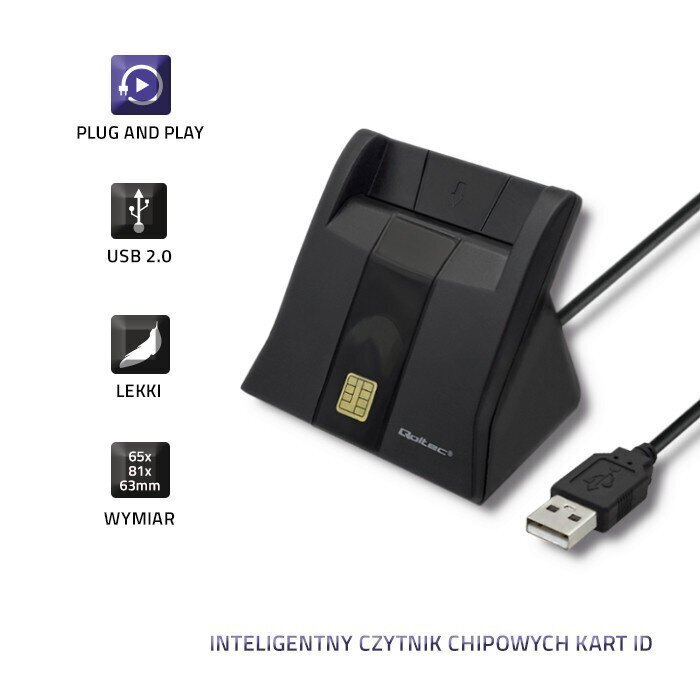 Qoltec Kiipkaardi skanner USB2.0 Plug & play hind ja info | Nutiseadmed ja aksessuaarid | kaup24.ee