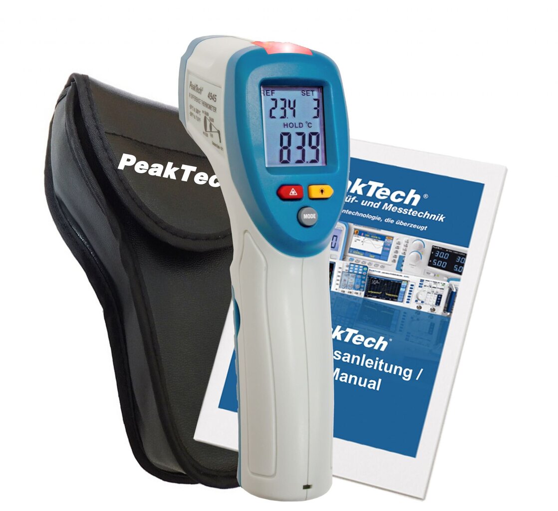 Infrapuna termomeeter PeakTech® P 4945, LED-värvinäidikuga hind ja info | Ilmajaamad, termomeetrid | kaup24.ee