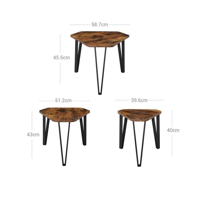 3 metallist jalgadega kohvilauda VASAGLE LNT14BX hind ja info | Diivanilauad | kaup24.ee