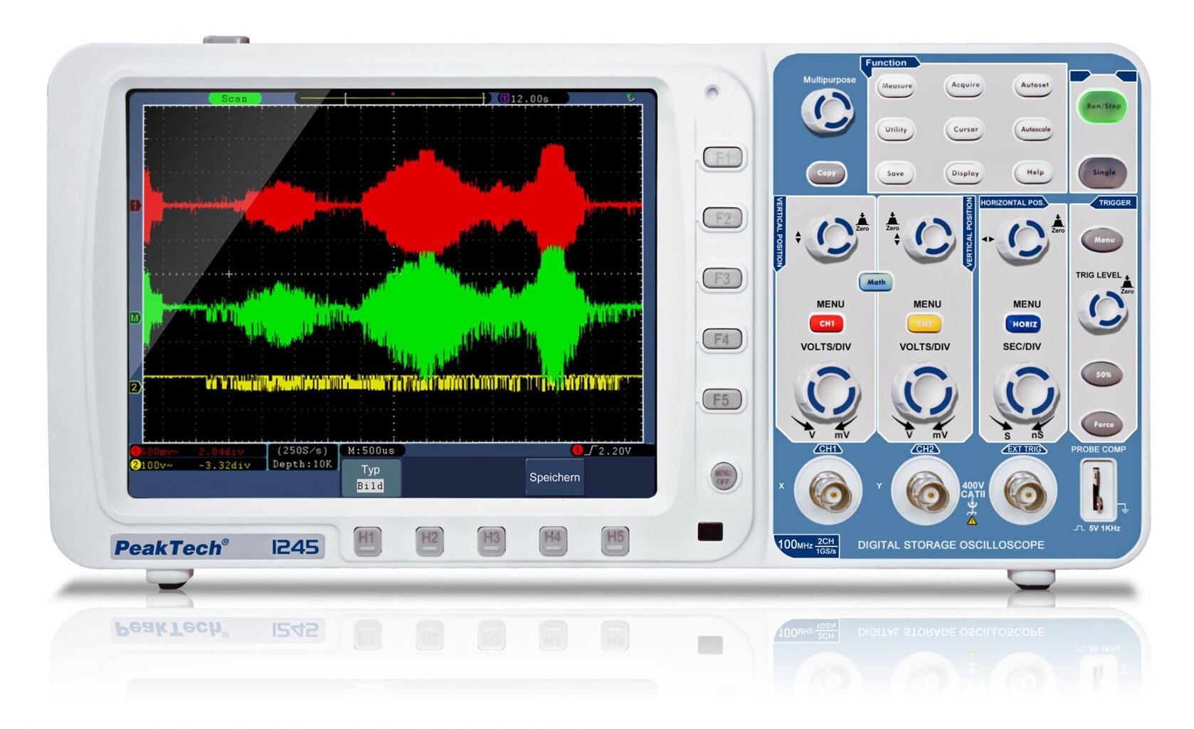 PeakTech® P 1245 1000 MHz/2CH, 1 GS/s, Digitaalne salvestusostsilloskoop hind ja info | Käsitööriistad | kaup24.ee