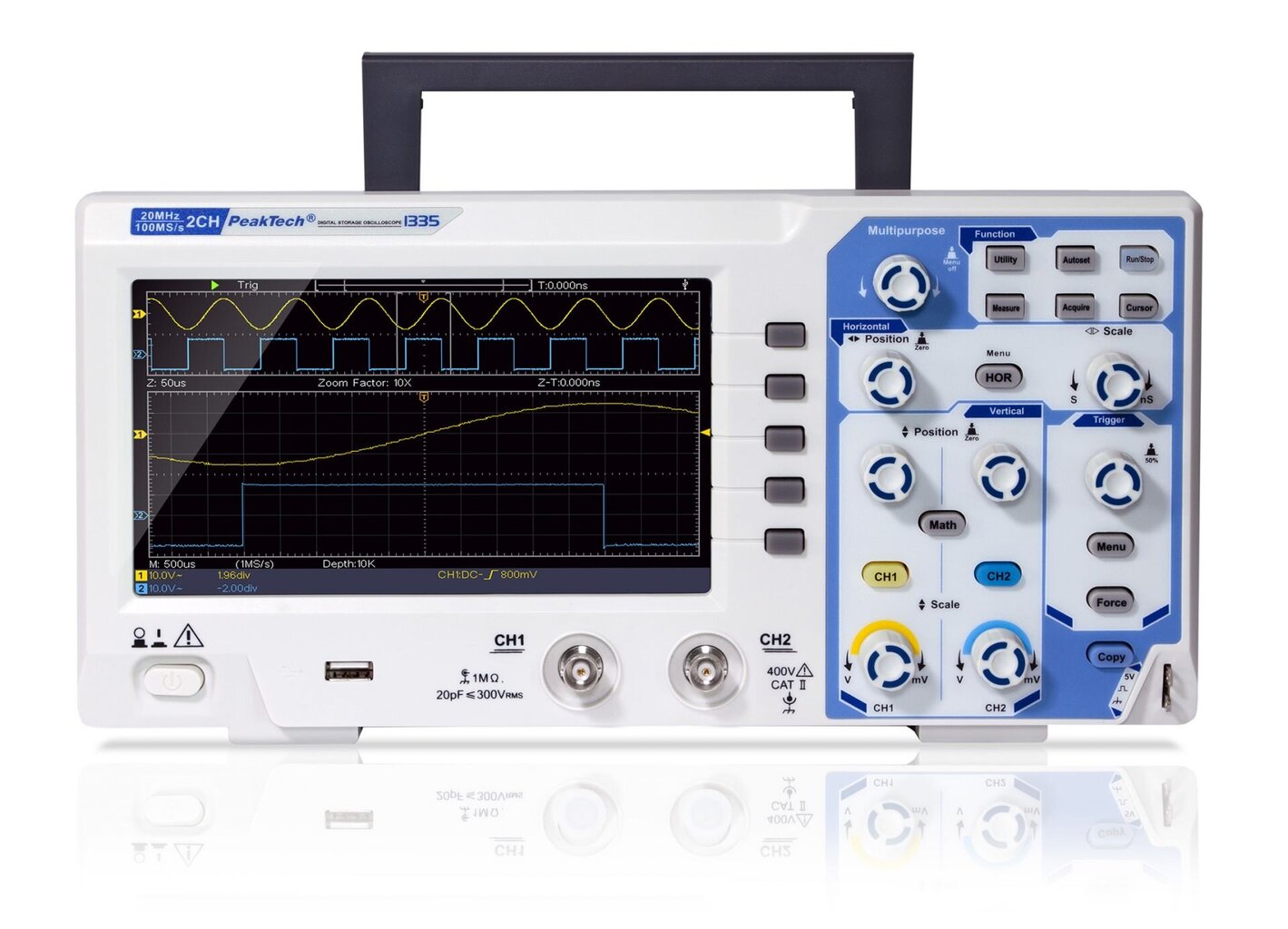 PeakTech® P 1335 20 MHz/2 CH, 100 MS/s digitaalne mälu ostsilloskoop цена и информация | Käsitööriistad | kaup24.ee