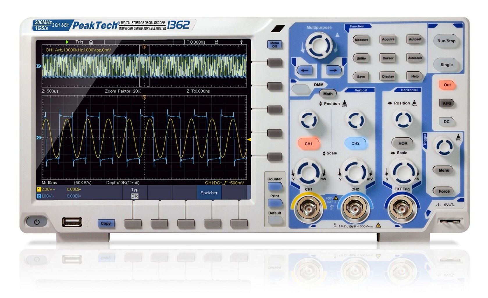 PeakTech® P 1362 200 MHz / 2 CH, 2 GS/s puutetundliku ekraani ostsilloskoop hind ja info | Käsitööriistad | kaup24.ee