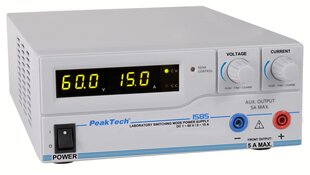 Лабораторный источник питания PeakTech® P 1585, DC 1 - 60V / 0 - 15A & USB цена и информация | Источники питания | kaup24.ee