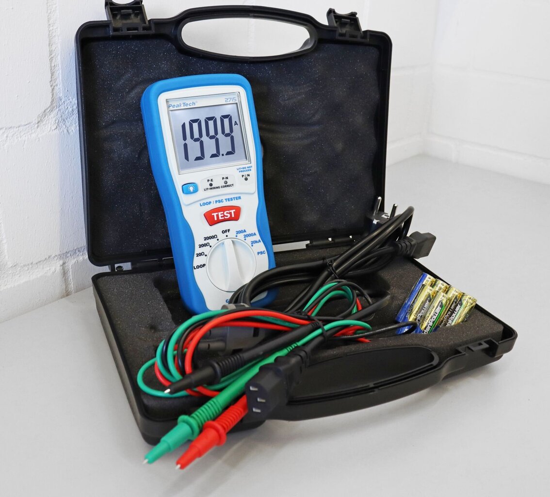 Digitaalne SILMUS / PSC silmuse takistuse tester PeakTech® P 2715 hind ja info | Käsitööriistad | kaup24.ee