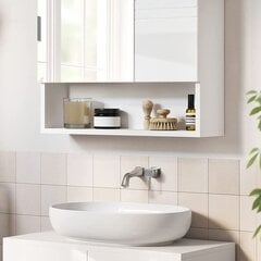 Vasagle зеркало шкаф для ванной комнаты BBK122W01 цена и информация | Шкафчики для ванной | kaup24.ee