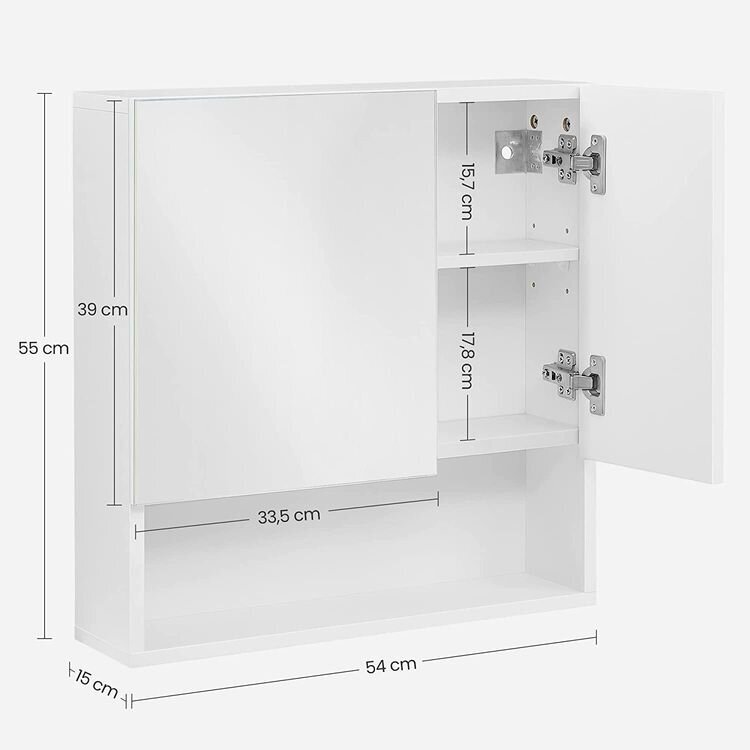 VASAGLE peegel vannitoakapp BBK122W01 hind ja info | Vannitoakapid | kaup24.ee