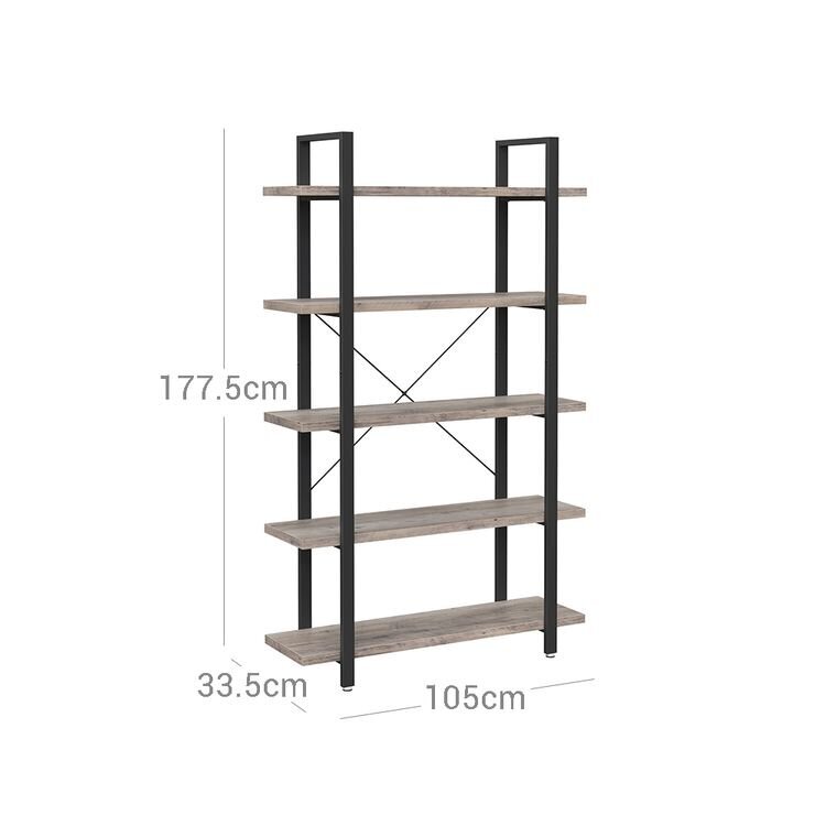 Stabiilne 5-korruseline riiul VASAGLE LLS055B02 hind ja info | Riiulid | kaup24.ee