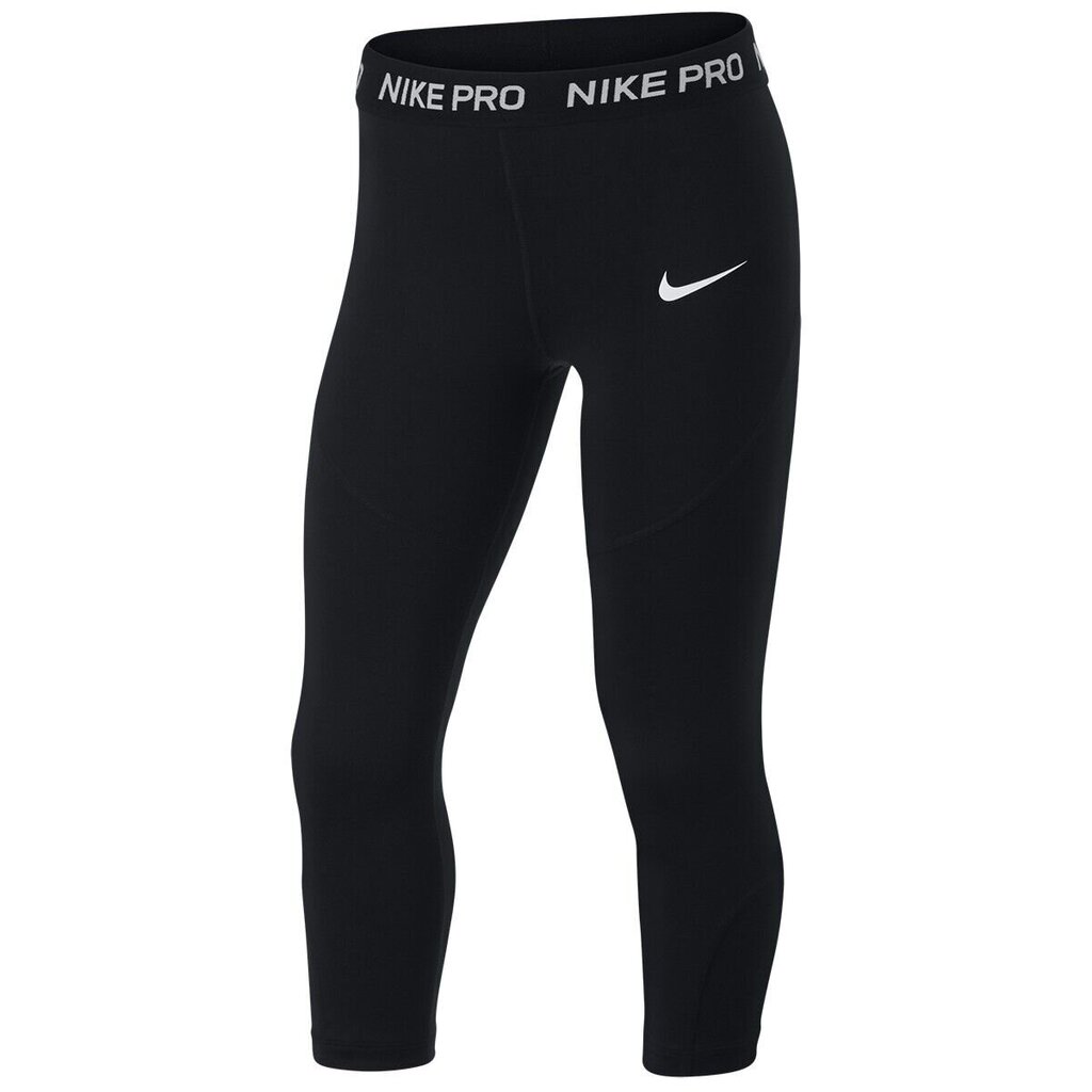 Tüdrukute treeningpüksid Girls Nike Pro Capri, must цена и информация | Tüdrukute retuusid, püksid | kaup24.ee