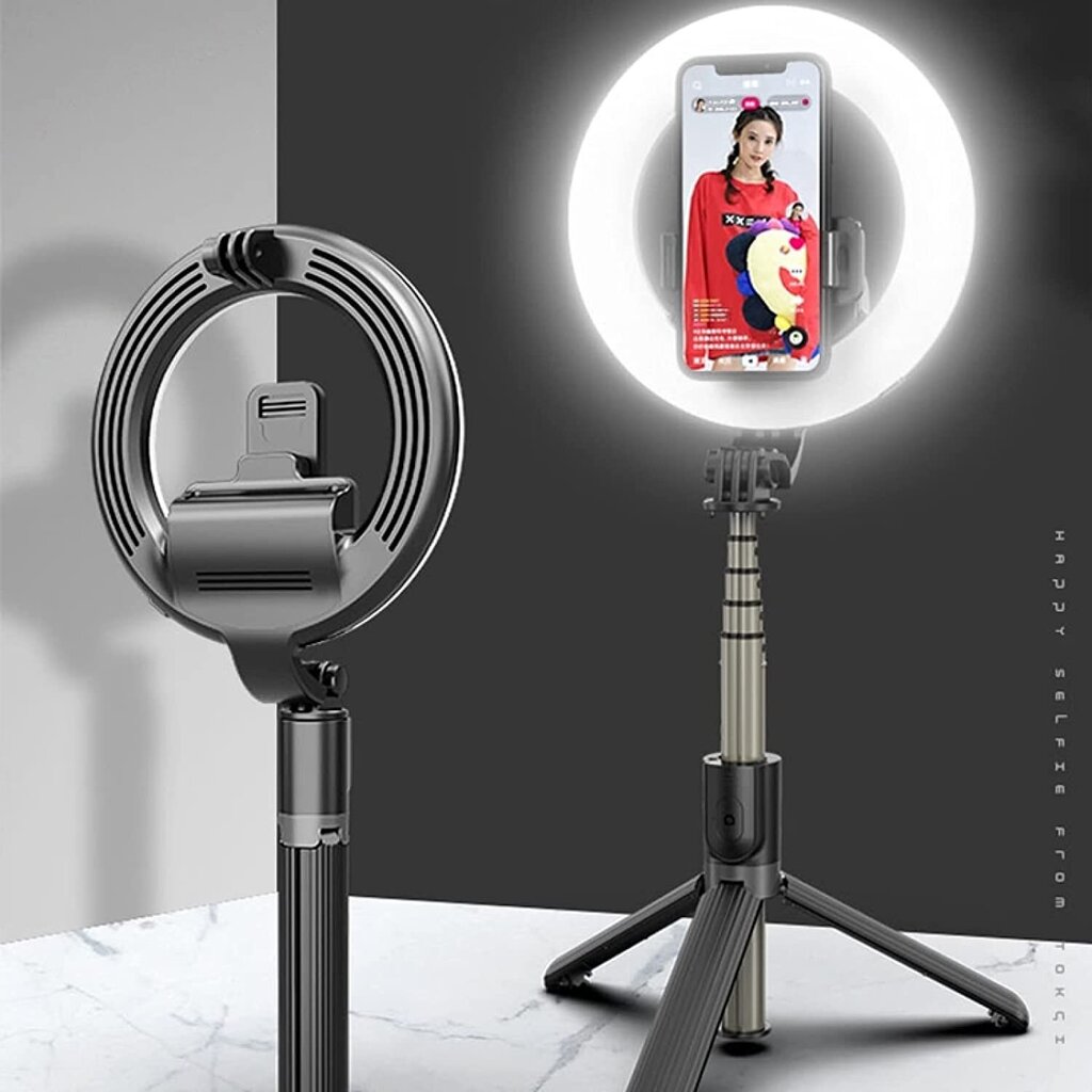 LED selfie-pulk - rõngaslambi ja Bluetooth puldiga alus hind ja info | Selfie sticks | kaup24.ee