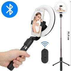 LED selfie-pulk - rõngaslambi ja Bluetooth puldiga alus цена и информация | Моноподы для селфи («Selfie sticks») | kaup24.ee