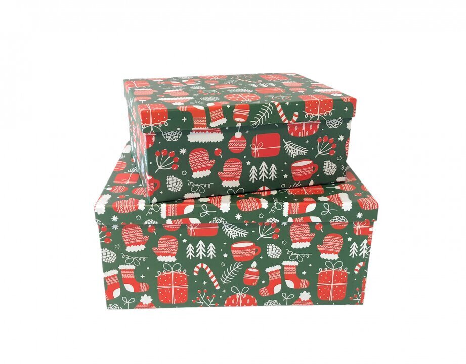 Kinkekarp 31 х 23 х 13.5cm, Nr7, värv: roheline (438046) 6688 hind ja info | Jõulukaunistused | kaup24.ee