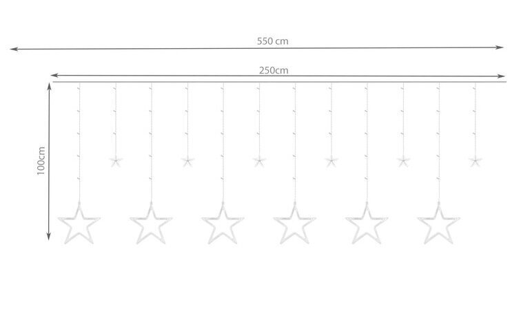 Valguskardin Tähed 138 LED, värviline, 2.5 m hind ja info | Jõulutuled | kaup24.ee