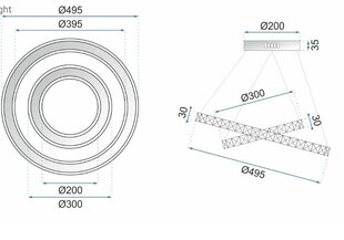 Ring Crystal Ceiling Lamp 50+30cm kaugjuhtimispult APP418-CP цена и информация | Люстры | kaup24.ee