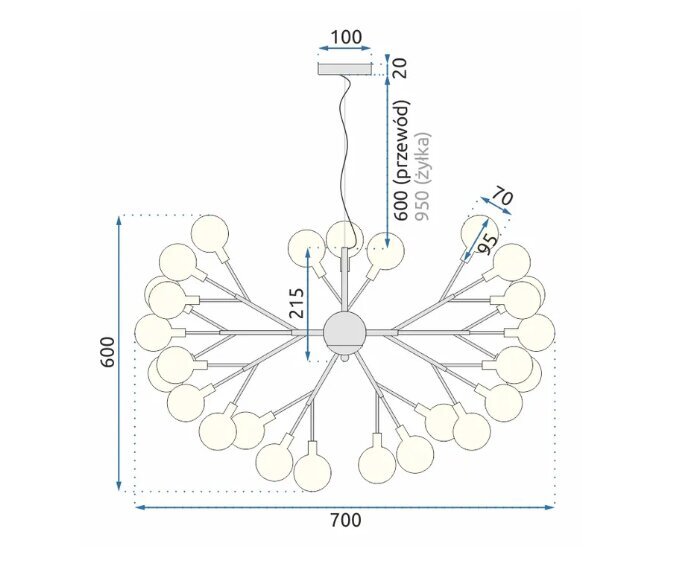 Tree rippvalgusti 27 Must Valge APP590-CP цена и информация | Rippvalgustid | kaup24.ee