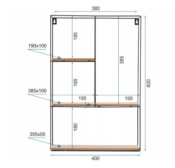 Loft riiul 60x40cm CFZL-TSF012 hind ja info | Riiulid | kaup24.ee