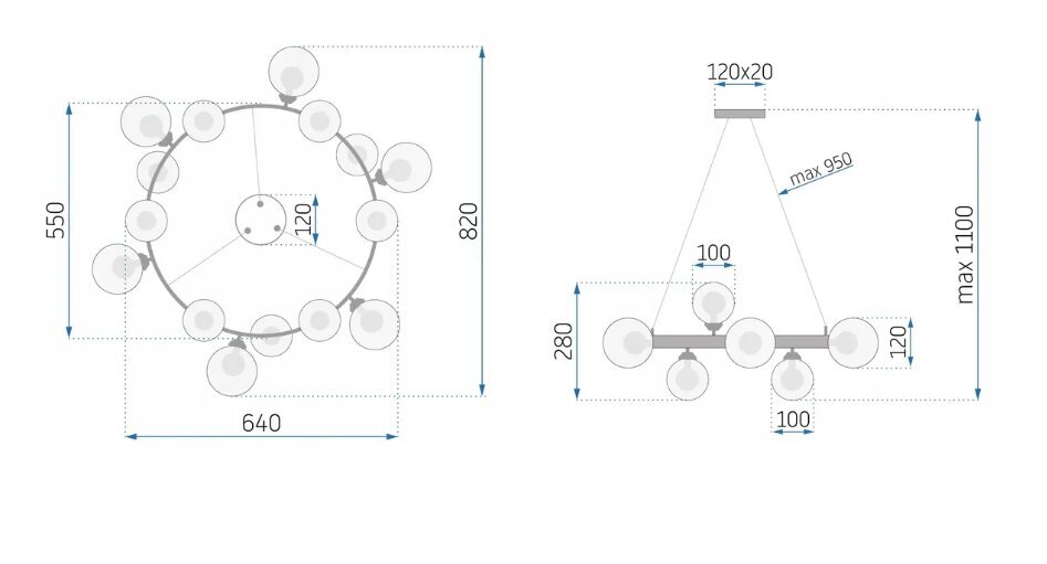 Ripplaevalgusti APP907-20CP hind ja info | Rippvalgustid | kaup24.ee