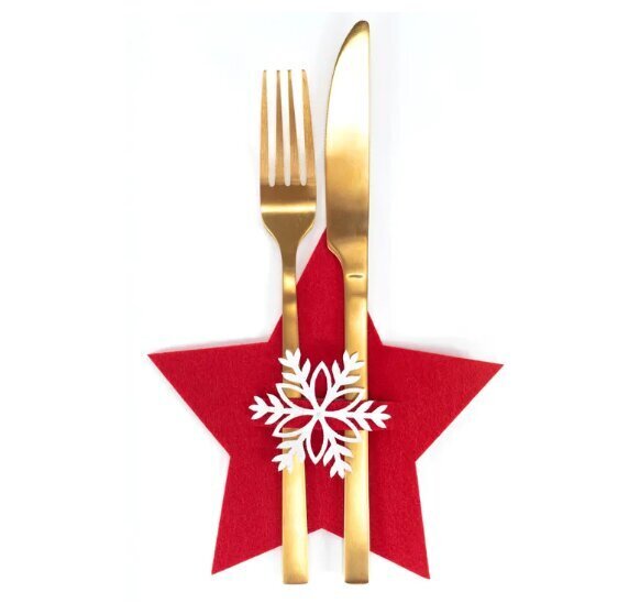 Söögiriistade kate, jõulud, 6 tk Star Red hind ja info | Jõulukaunistused | kaup24.ee
