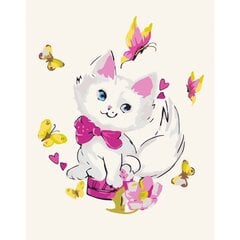 Набор для рисования по номерам Котёнок и бабочки 15x20 цена и информация | Живопись по номерам | kaup24.ee