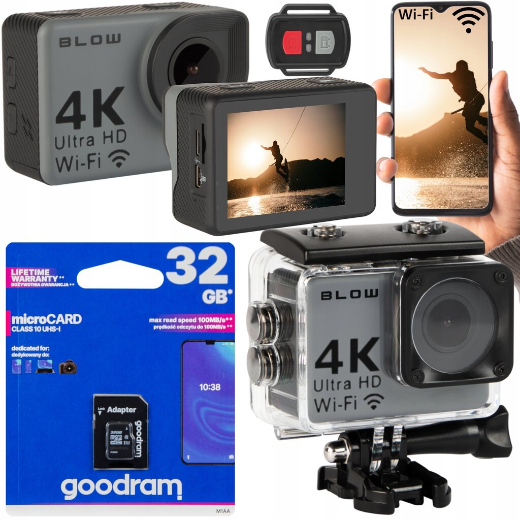 Wi-Fi spordikaamera Go Pro4U + 32GB micro-SD Kaart hind ja info | Seikluskaamerad | kaup24.ee