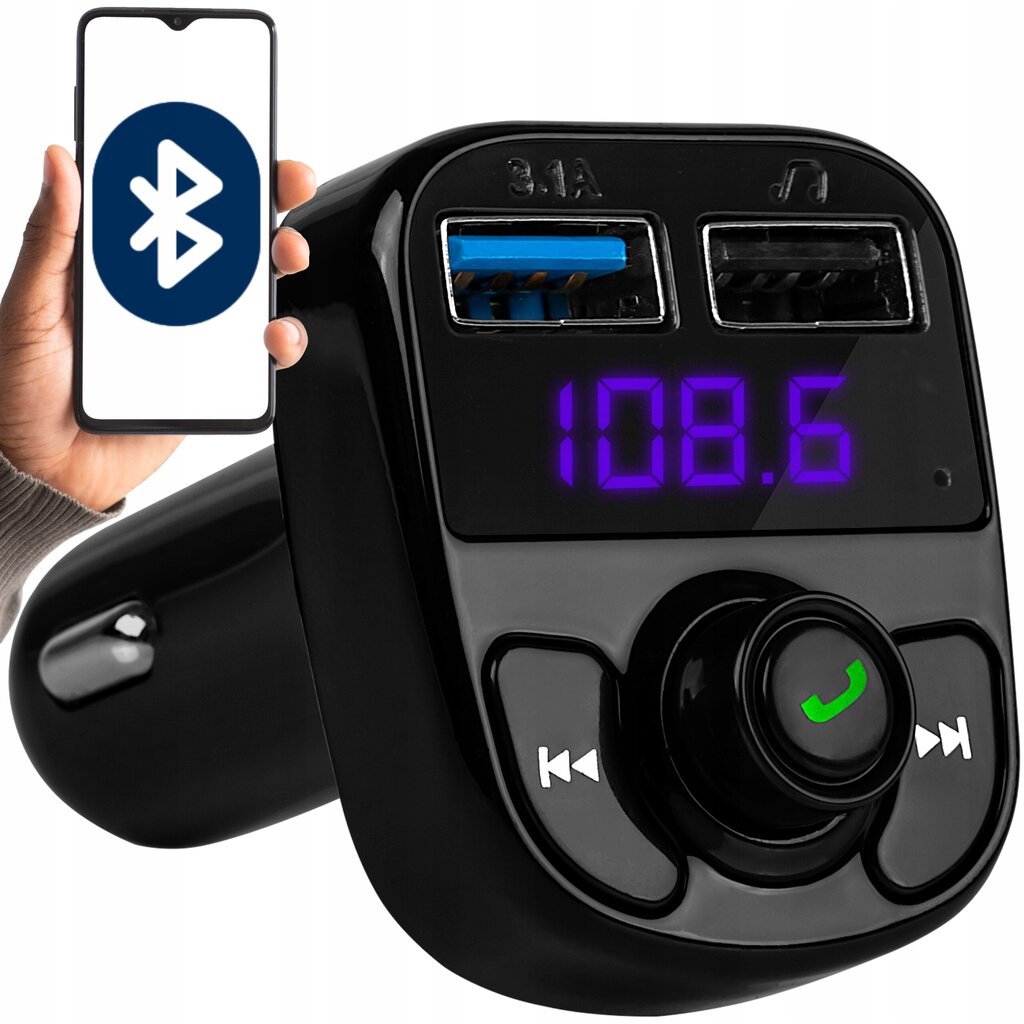 FM saatja Bluetooth USB SD MP3 laadija, käed-vabad funktsioon hind ja info | FM modulaatorid, FM trasmitterid | kaup24.ee