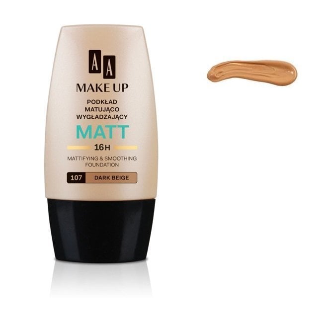 Matistav jumestuskreem AA Make Up Matt Foundation 30 ml, 107 Dark Beige цена и информация | Jumestuskreemid, puudrid | kaup24.ee