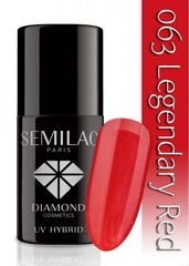 Geel küünelakk Semilac UV Hybrid 7 ml, 063 Legendary Red цена и информация | Лаки для ногтей, укрепители для ногтей | kaup24.ee