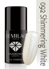 Geel küünelakk Semilac UV Hybrid 7 ml, 092 Shimmering White цена и информация | Лаки для ногтей, укрепители для ногтей | kaup24.ee